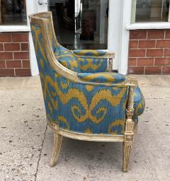  Scalamandre 18th C Style Louis XVI Bergere Chair W Blue and Gold Scalamandre - 3870418