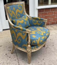  Scalamandre 18th C Style Louis XVI Bergere Chair W Blue and Gold Scalamandre - 3870422