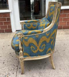  Scalamandre 18th C Style Louis XVI Bergere Chair W Blue and Gold Scalamandre - 3870426