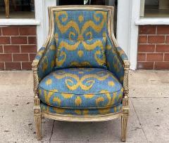  Scalamandre 18th C Style Louis XVI Bergere Chair W Blue and Gold Scalamandre - 3870445