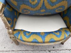  Scalamandre 18th C Style Louis XVI Bergere Chair W Blue and Gold Scalamandre - 3870454