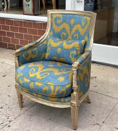  Scalamandre 18th C Style Louis XVI Bergere Chair W Blue and Gold Scalamandre - 3870457