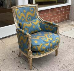  Scalamandre 18th C Style Louis XVI Bergere Chair W Blue and Gold Scalamandre - 3870462