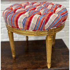  Scalamandre Antique 18th C Louis XVI Giltwood Scalamandre Tufted Ottoman Stool - 3126200