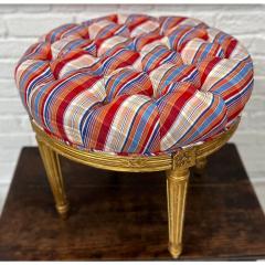  Scalamandre Antique 18th C Louis XVI Giltwood Scalamandre Tufted Ottoman Stool - 3126205