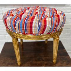  Scalamandre Antique 18th C Louis XVI Giltwood Scalamandre Tufted Ottoman Stool - 3126207