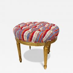  Scalamandre Antique 18th C Louis XVI Giltwood Scalamandre Tufted Ottoman Stool - 3130707