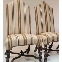  Scalamandre Antique 19th C Spanish Colonial Dining Chairs W Scalamandre Striped Upholstery - 2997092