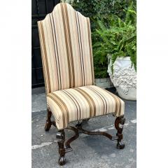  Scalamandre Antique 19th C Spanish Colonial Dining Chairs W Scalamandre Striped Upholstery - 2997122