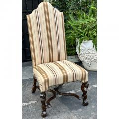  Scalamandre Antique 19th C Spanish Colonial Dining Chairs W Scalamandre Striped Upholstery - 2997122