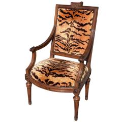  Scalamandre Antique Directoire Fauteuil Arm Chair W Scalamandre Tigre Silk Velvet - 4382821