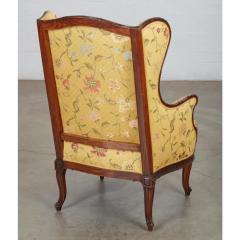  Scalamandre Antique Louis XV Provincial Style Walnut Bergere Wingback Chair - 3697267