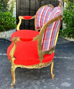  Scalamandre Antique Parisian Style Louis XV Giltwood Sofa Settee W Scalamandre Silk Velvet - 3049611