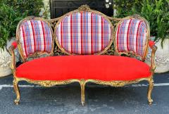  Scalamandre Antique Parisian Style Louis XV Giltwood Sofa Settee W Scalamandre Silk Velvet - 3049631