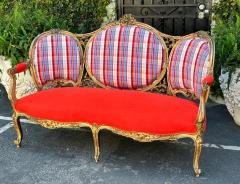  Scalamandre Antique Parisian Style Louis XV Giltwood Sofa Settee W Scalamandre Silk Velvet - 3049634