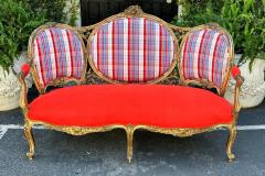  Scalamandre Antique Parisian Style Louis XV Giltwood Sofa Settee W Scalamandre Silk Velvet - 3049636