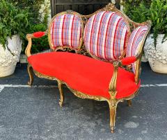  Scalamandre Antique Parisian Style Louis XV Giltwood Sofa Settee W Scalamandre Silk Velvet - 3049645