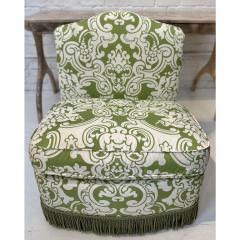  Scalamandre Scalamandre Brentwood Green White Damask Slipper Chair - 3126153