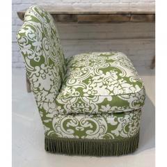  Scalamandre Scalamandre Brentwood Green White Damask Slipper Chair - 3126181