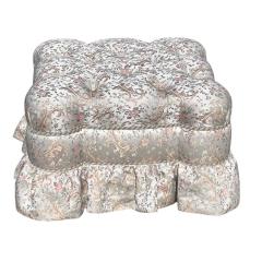  Scalamandre Scalamandre Silk Floral Tufted Upholstered Pouf Ottoman Footstool - 4382808