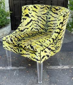  Scalamandre Scalamandre Tigre Chartreuse Tiger Velvet Club Chair W Lucite Legs - 2685898