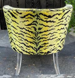  Scalamandre Scalamandre Tigre Chartreuse Tiger Velvet Club Chair W Lucite Legs - 2685920