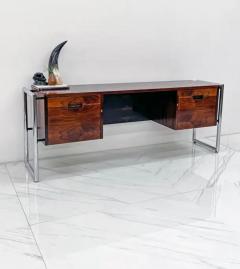 SUPER COOL 1970'S SPACE AGE MOD TUBULAR CHROME DESK W ROSEWOOD TOP