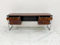 SUPER COOL 1970'S SPACE AGE MOD TUBULAR CHROME DESK W ROSEWOOD TOP