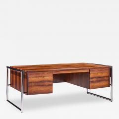 Scandiline Scandiline Mid Century Rosewood and Chrome Executive Desk - 4511481