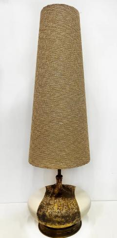  Scheurich Carstens 1960s Lava Glazed Scheurich Carstens Ceramic Table Lamps Original Shades Pair - 4045405