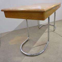  Schirolli 1970s Italian Vintage Curved Nickel Legs 3 Drawer Ash Tree Center Desk Console - 2337925