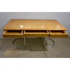  Schirolli 1970s Italian Vintage Curved Nickel Legs 3 Drawer Ash Tree Center Desk Console - 2337927