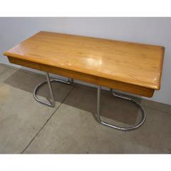  Schirolli 1970s Italian Vintage Curved Nickel Legs 3 Drawer Ash Tree Center Desk Console - 2337929