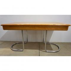  Schirolli 1970s Italian Vintage Curved Nickel Legs 3 Drawer Ash Tree Center Desk Console - 2337931