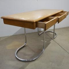  Schirolli 1970s Italian Vintage Curved Nickel Legs 3 Drawer Ash Tree Center Desk Console - 2337933