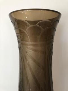  Schneider Glass Art Deco Massive Tall Schneider Wheel Cut Engraved Acid Etched Vase - 1385429