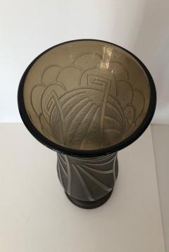  Schneider Glass Art Deco Massive Tall Schneider Wheel Cut Engraved Acid Etched Vase - 1385432