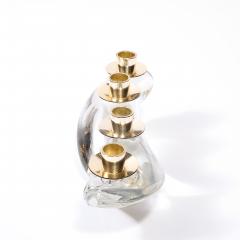  Schneider Mid Century Amorphic Candelabra in Crystal and Brass Signed Schneider - 4566597