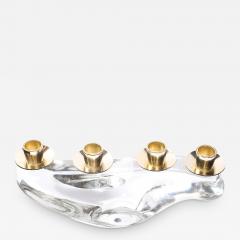  Schneider Mid Century Amorphic Candelabra in Crystal and Brass Signed Schneider - 4567882