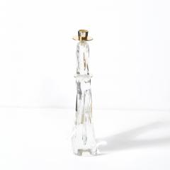  Schneider Mid Century Amorphic Crystal Brass Two Arm Candelabra Signed Schneider - 4623124