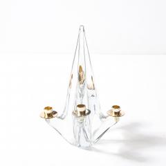  Schneider Mid Century Crystal Brass Amorphic 4 Arm Candelabra Signed Schneider - 4623095