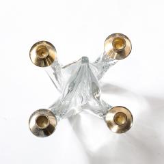  Schneider Mid Century Crystal Brass Amorphic 4 Arm Candelabra Signed Schneider - 4623100