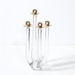 Schneider Mid Century Crystal Brass Amorphic Four Arm Candelabra Signed Schneider - 4623098