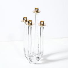  Schneider Mid Century Crystal Brass Amorphic Four Arm Candelabra Signed Schneider - 4623106