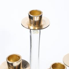  Schneider Mid Century Crystal Brass Amorphic Four Arm Candelabra Signed Schneider - 4623111