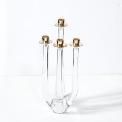  Schneider Mid Century Crystal Brass Amorphic Four Arm Candelabra Signed Schneider - 4623140