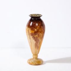  Schneider Pair of Art Deco Vases in Smoked Amethyst Amber Hued Glass by Schneider - 3352629