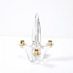  Schneider Pair of Mid Century Crystal Brass Amorphic 4 Arm Candelabra Signed Schneider - 4566566
