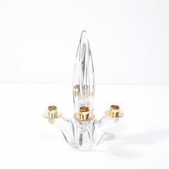  Schneider Pair of Mid Century Crystal Brass Amorphic 4 Arm Candelabra Signed Schneider - 4566567