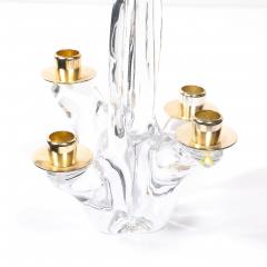  Schneider Pair of Mid Century Crystal Brass Amorphic 4 Arm Candelabra Signed Schneider - 4566568